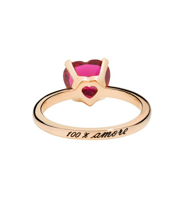 ANELLO 100% AMORE. Oro rosa 9kt, Rubino sintetico.