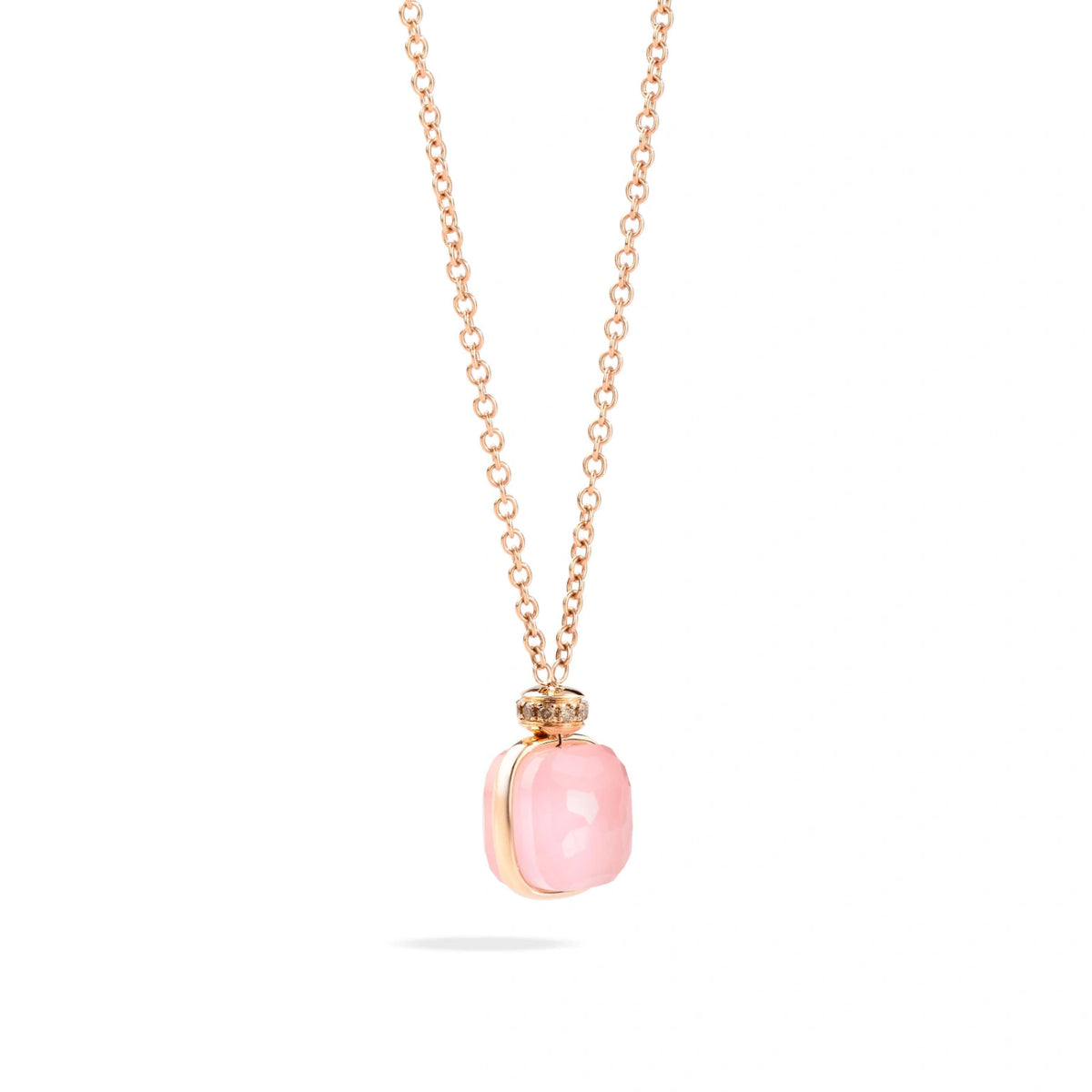 COLLANA NUDO QUARZO ROSA E DIAMANTI BROWN